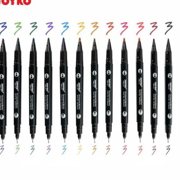 

Terbaik.. Color Permanent Marker Joyko PMC-27 Spidol Oil Base Dual Tip