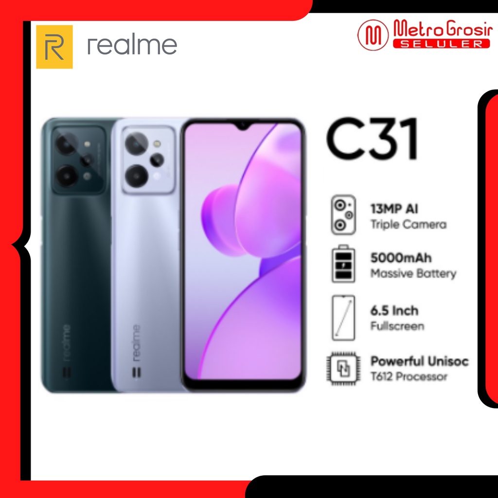 HP realme C31 4 64GB Powerful Unisoc T612 Processor 6.5 / HP realme C31 RAM 4GB ROM 64GB Powerful Un