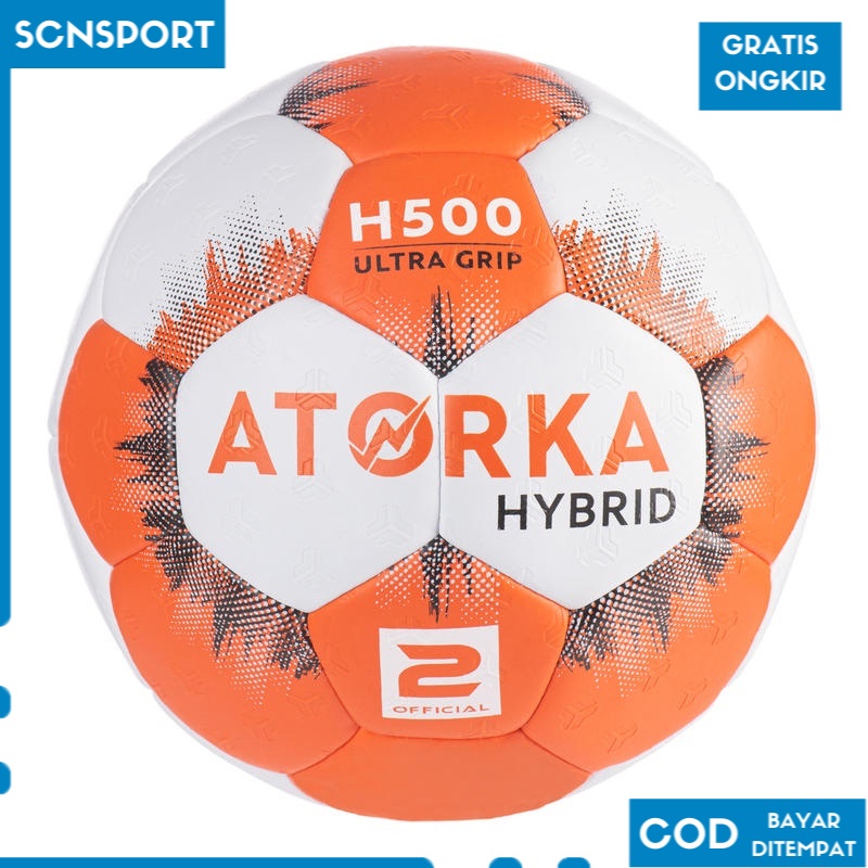 Decathlon Atorka Bola Tangan Hybrid Ukuran 2 Anak-Anak - Oranye/Abu-Abu - 8553806 S2