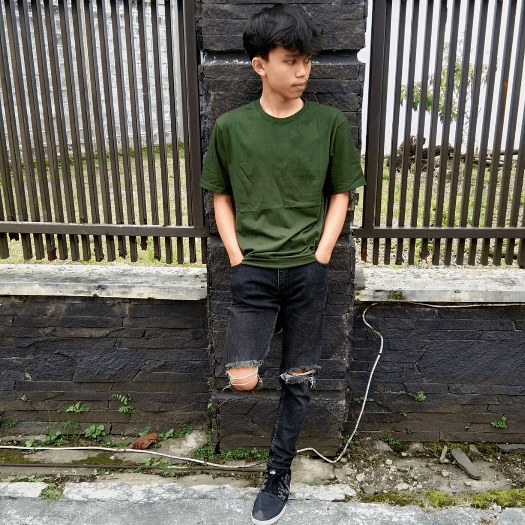 KAOS POLOS IJO ARMY PRIA LENGAN PNDEK KAOS OBLONG ARMY POLOS LENGAN PENDEK COTTON 30S