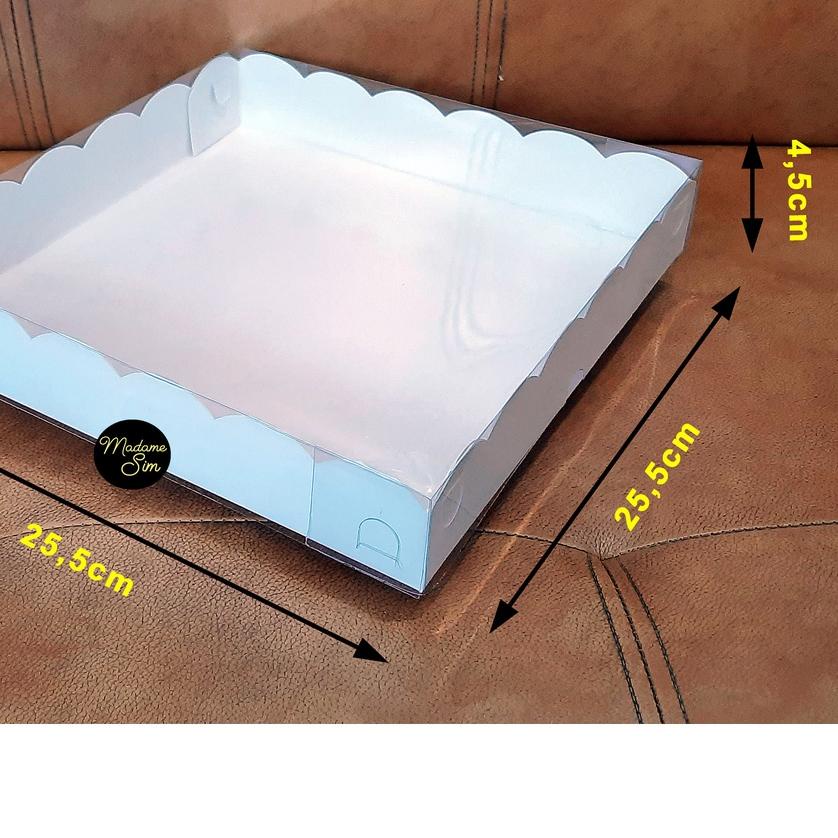 

⅍ BOX MIKA PUTIH - DUS KUE - KOTAK - KARDUS 25.5 x 25.5 x 4.5 CM (ISI : 10 PCS) ☏