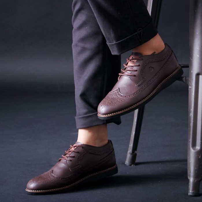 SAGA|SepatuFormal Pantofel Hitam Pria Trendy Sepatu Pantofel Oxford Kulit Pu Kerja Kantor Hitam Tali Original Kekinian Terbaru