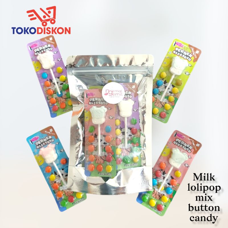 

Milk Lolipop Mix Button Candy // Premium