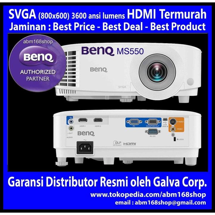 Benq Ms550 Projector Svga Hdmi 3600Lm Business Proyektor Ms-550