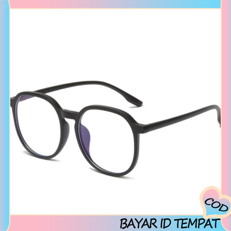 COD❤️ Gradien Pink Blush Glasses Perempuan Anti-biru Warna Cahaya Mengubah Kacamata Bingkai Besar-A.one