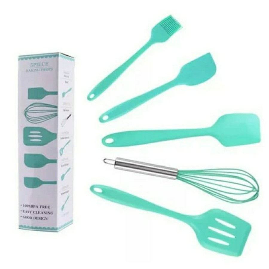 Peralatan Dapur Spatula Sutil Alat Masak Silikon Silicon Silicone Set 5 in 1 Tahan Panas Food Grade