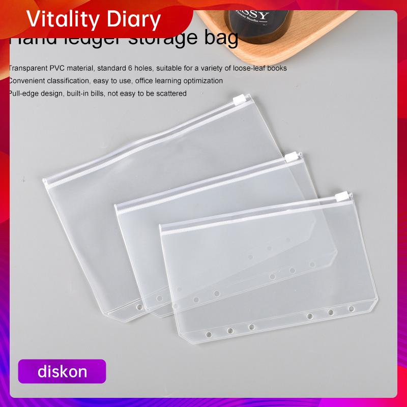 

【COD❤️】A5/A6 Tas Ritsleting Notebook Daun Longgar 6 Lubang Template Pemotongan Kantong Penyimpanan Tagihan VDY