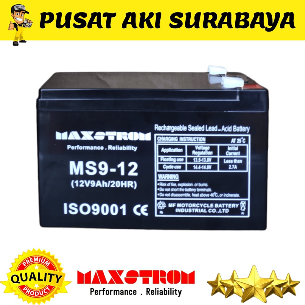 MAXSTROM 12 VOLT 9 AMPER ACCU VRLA UPS AKI KERING 12V 9AH BATERAI SPRAYER BATTERY TIMBANGAN EMERGENCY LAMP MOBILAN ANAK PLIKO PMB UNIKID YUKITA