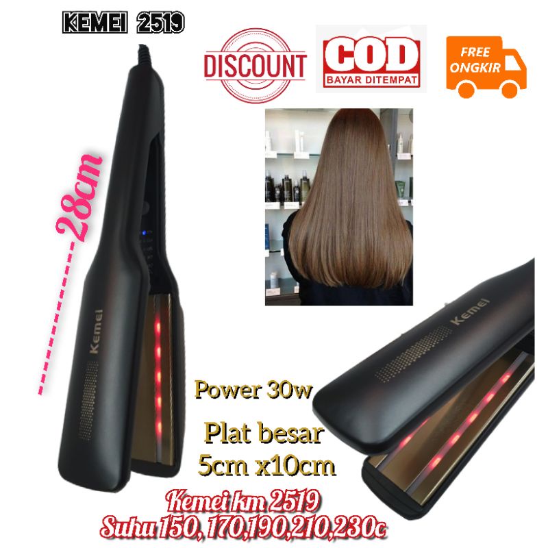 Alat mesin Catok rambut Lurus infrared plat lebar besar Laris Km 2519  kualitas bagus