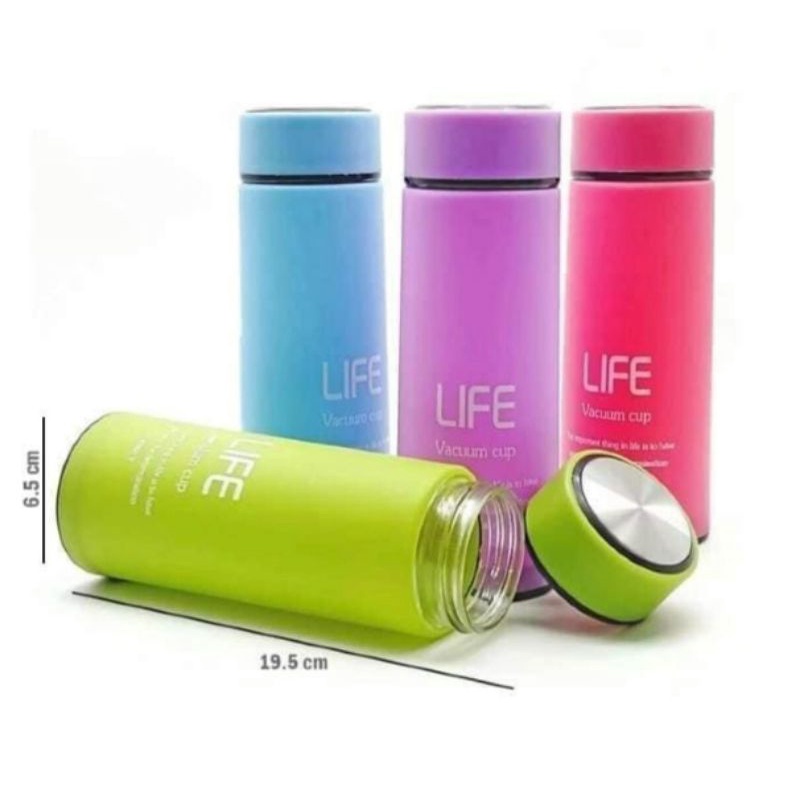 Botol Minum Unik Kaca Motif LIFE / Botol Minum Kaca 450ml Motif Life-1
