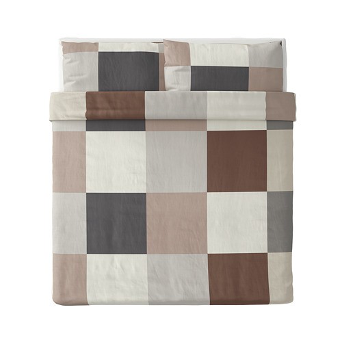 BRUNKRISSLA Duvet cover 240x220 cm dan 2 sarung bantal cokelat