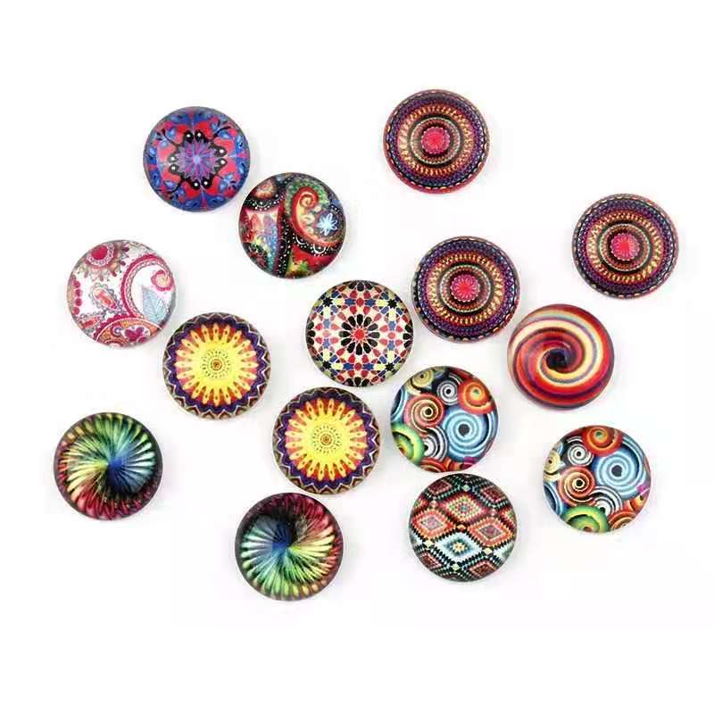 Campuran Kaleidscape Mata Foto Kaca Cabochon Uk 14mm Perhiasan Bulat Liontin/Anting Harga/20pc