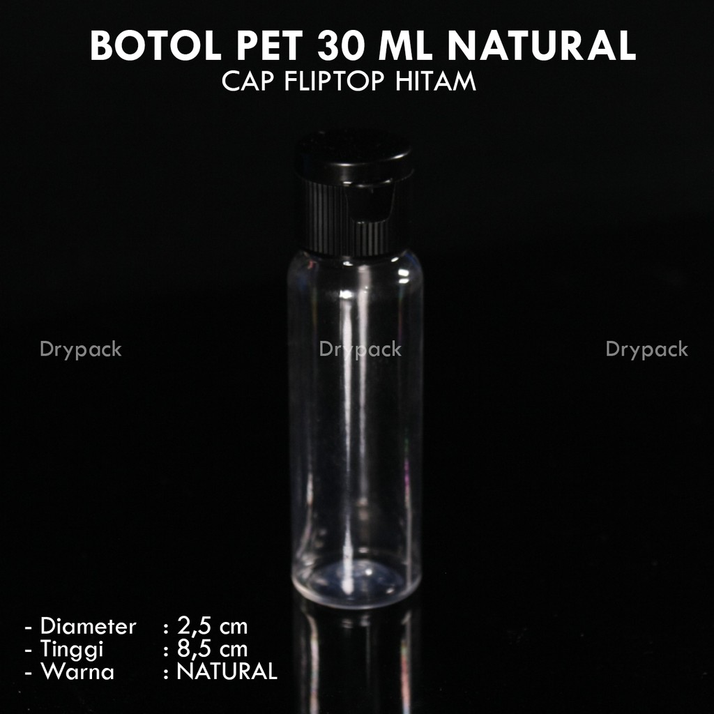 Botol PET 30ml Natural Fliptop Tutup 3 varian warna