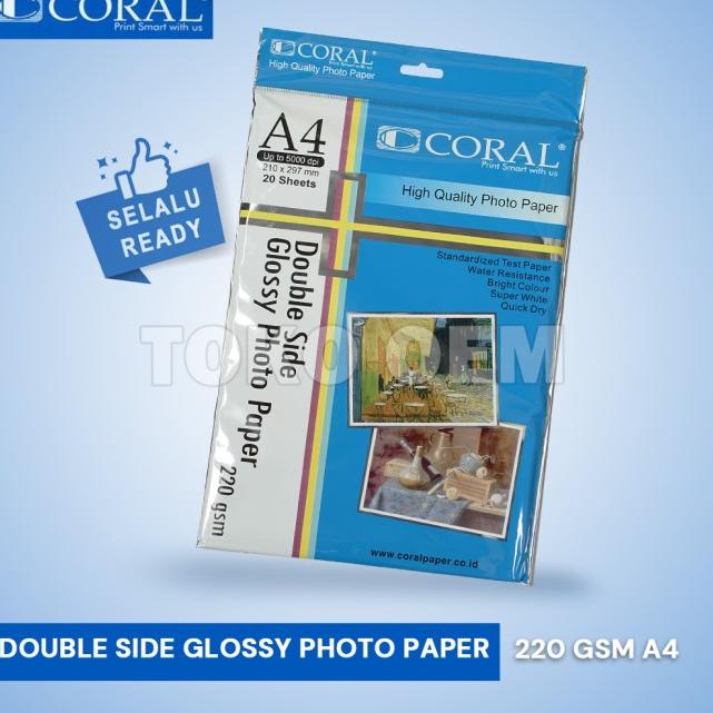 

♡ Kertas Photo Coral Glossy Double Side A4-220 Gr (Pack=20 Sheet) ✪