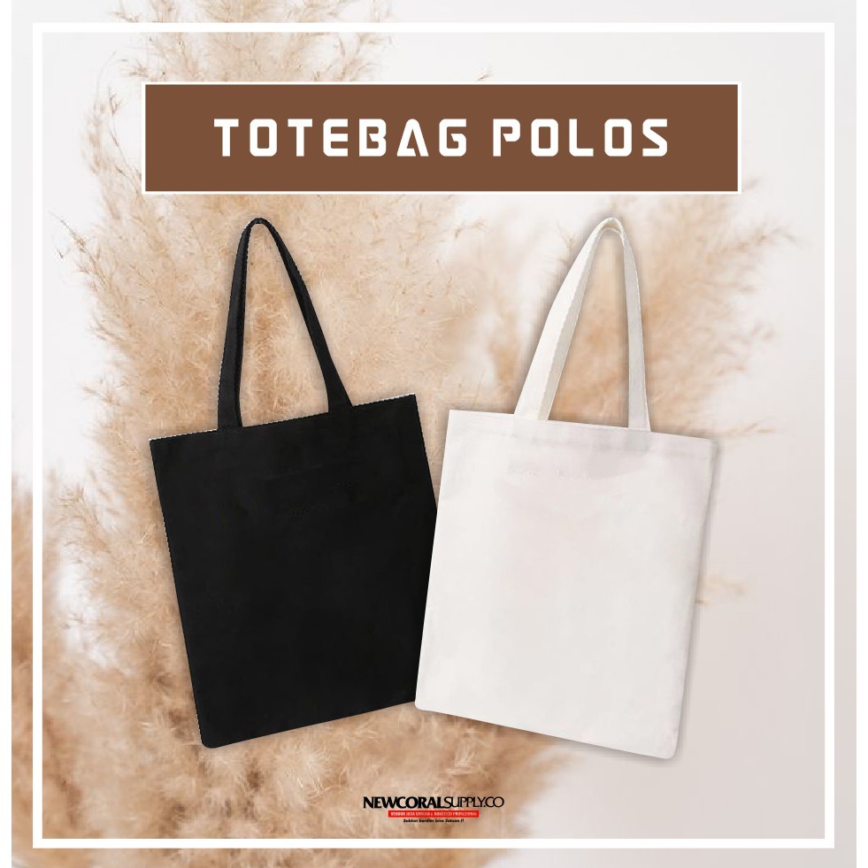 Tas Bahu ToteBag Polos bahan Drill Premium Resleting Tali Kain 30 x 40 cm