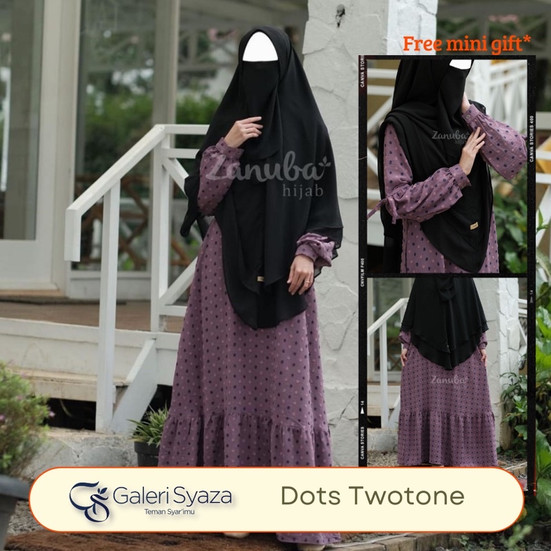 Gamis Dots Two tone by Zanuba Hijab