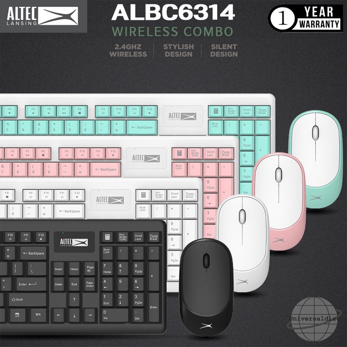 Keyboard Mouse Wireless Altec Lansing ALBC6314 / Cliptec RZK340 Combo Color Original