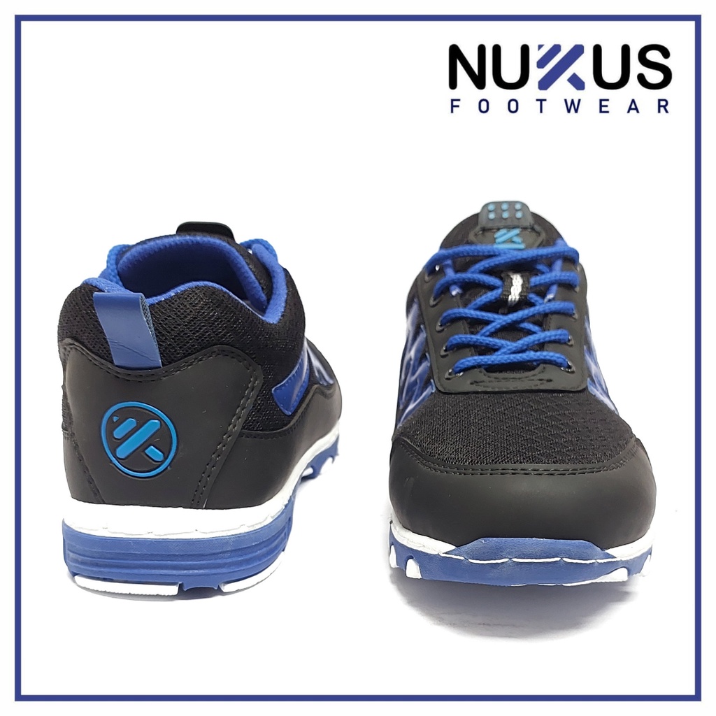 Nukus Sepatu Pria Tali Pendek Sneakers Terbaru Hitam dan Biru - NKTM B05