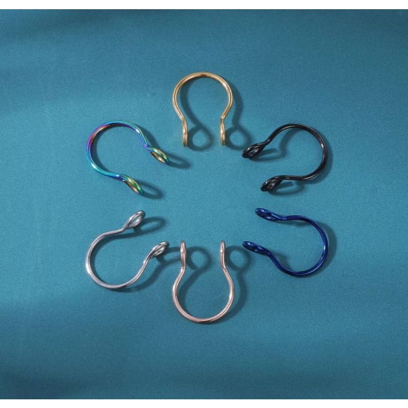 Anting Nose Fake Septum Model Jepit Stainless Steel 5 Color