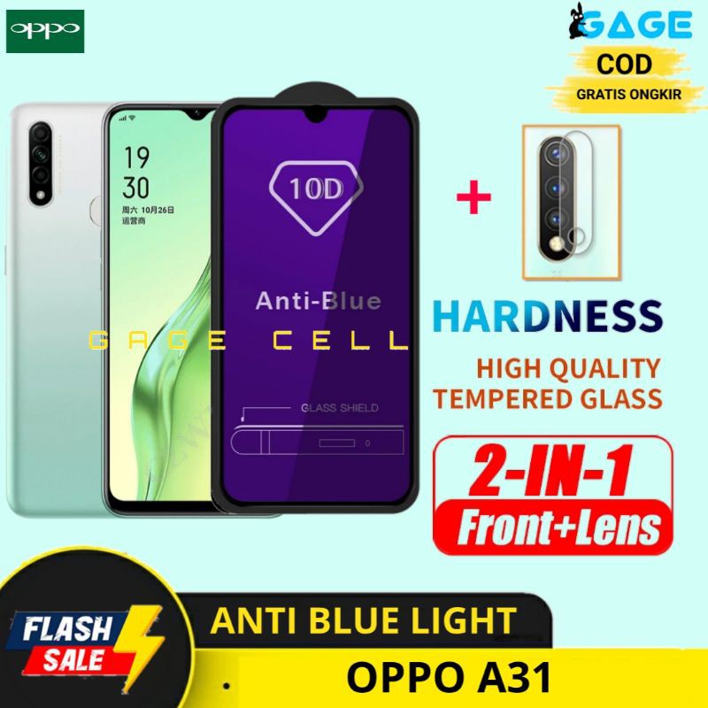 2IN1 TEMPERED GLASS ANTI BLUE LIGHT OPPO A31-TG ANTIGORES FULL LAYAR KAMERA OPO A31 SCREEN PROTECTOR