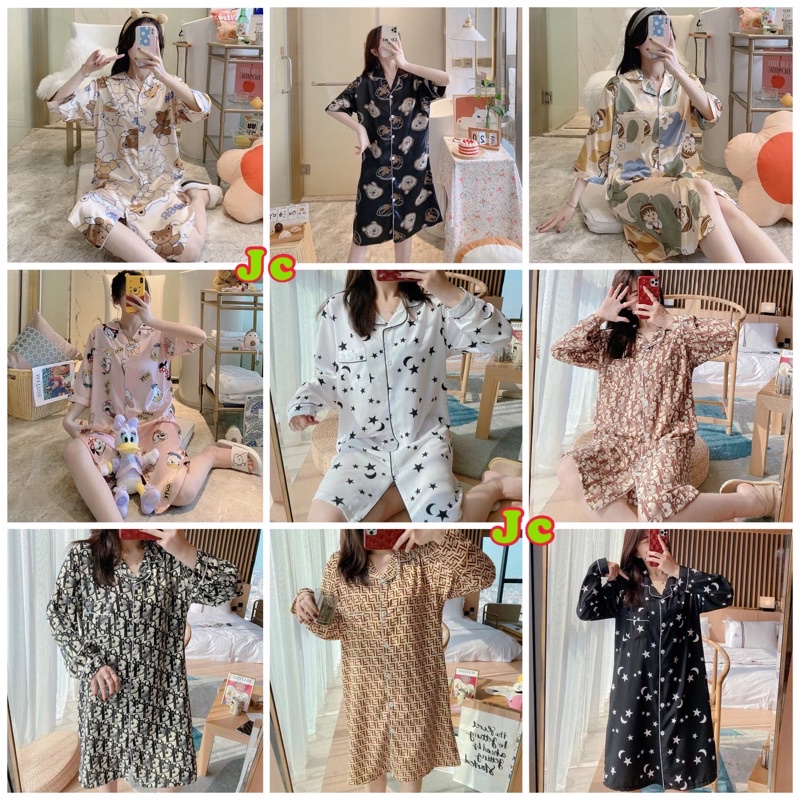 JC- Daster kerah Satin Import Premium / Daster wanita Sutra Es terbaru Import Korea / 2023 Korea Baru Dari Baju Tidur Es Piyama Wanita Tipis Sutra