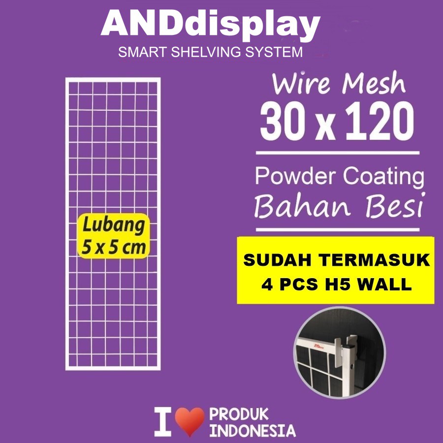 WIREMESH 30 X 120 CM PLUS H-5 WALL RAM DISLPAY CANTOLAN DINDING ANDDISPLAY