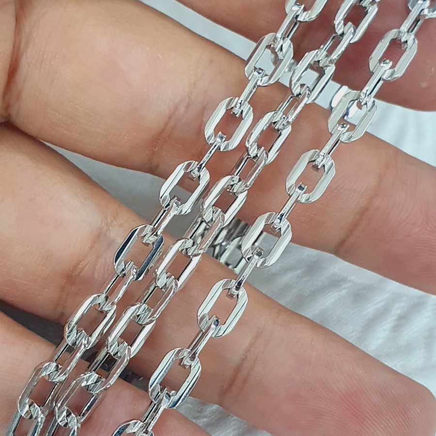 kalung hollow linea panjang variasi putih emas 75% 750 75 % 17k