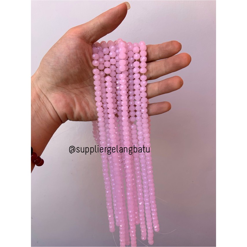 Crystal Ceko 8mm PINK DOFF bening beads manik donat bahan AKSESORIS