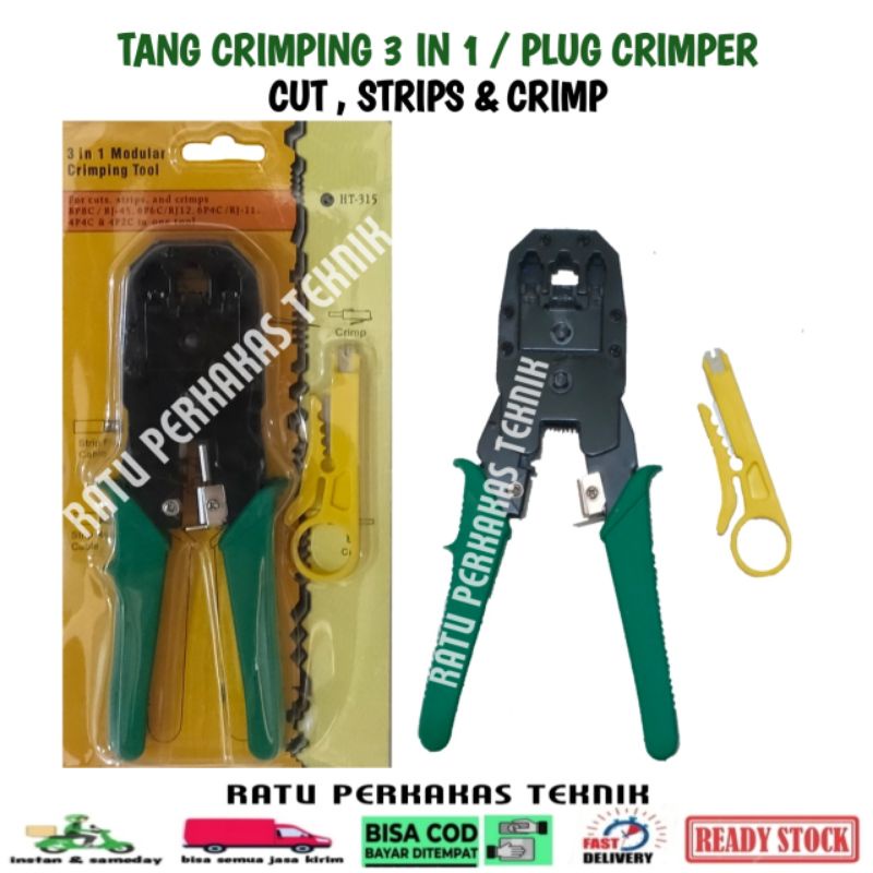 TANG CRIMPING 3IN1 / TANG KRIMPING RJ45 & R J11 3 IN 1 TANG SKUN KABEL JARINGAN PLUG CRIMPER MURAH
