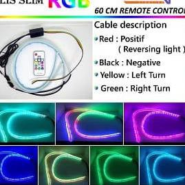 lampu led alis drl slim 60cm RGB remote 8 warna sein running 60 cm 