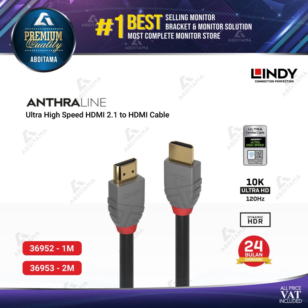 Kabel HDMI LINDY HDMI 2.1 ULTRA HIGH SPEED HDMI TO HDMI ANTHRA - 3695x