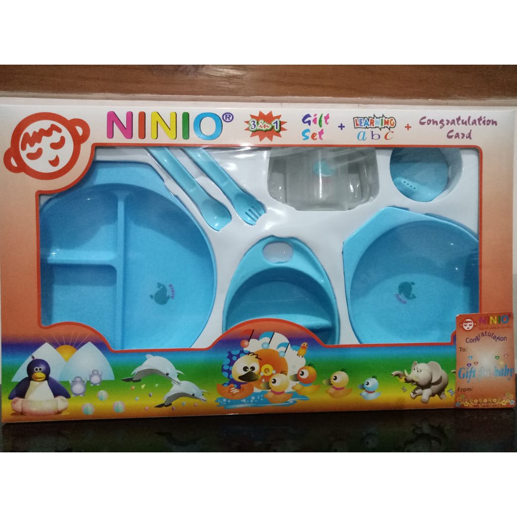 Ninio Feeding Set Gift Box Baby Set Peralatan Makan Bayi 7 In 1