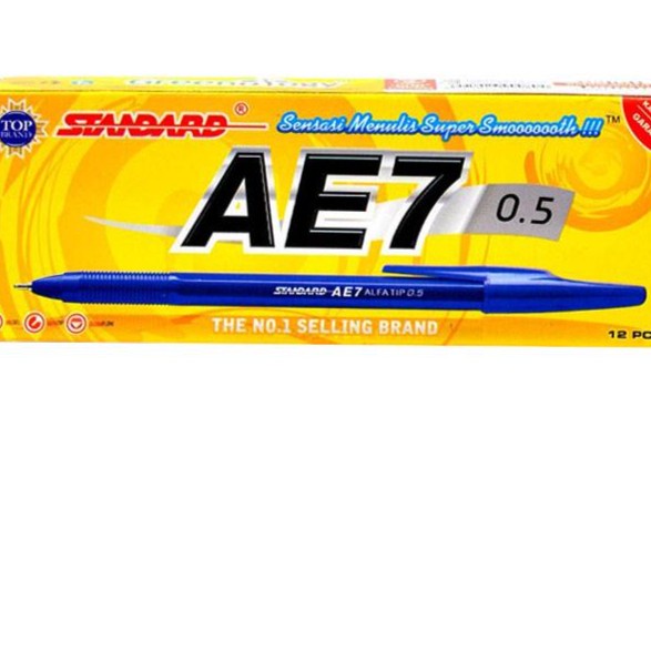 

(TERLARIS) PAKET 3 lusin Pena Standard AE-7 Black - Biru