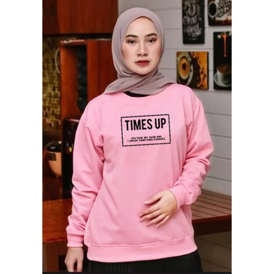 - Kaos Lengan Panjang  TIMES UP / Kaos Sweatshirt / Atasan Wanita / Atasan Wanita Lengan Panjang