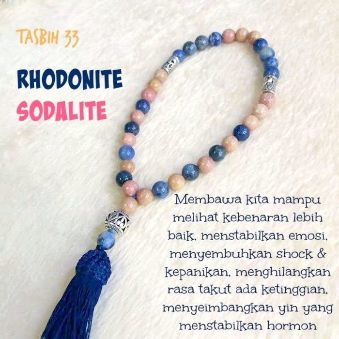 Best Quality Tasbih 33 Butir Batu Alam Kristal Rhodonite Blue