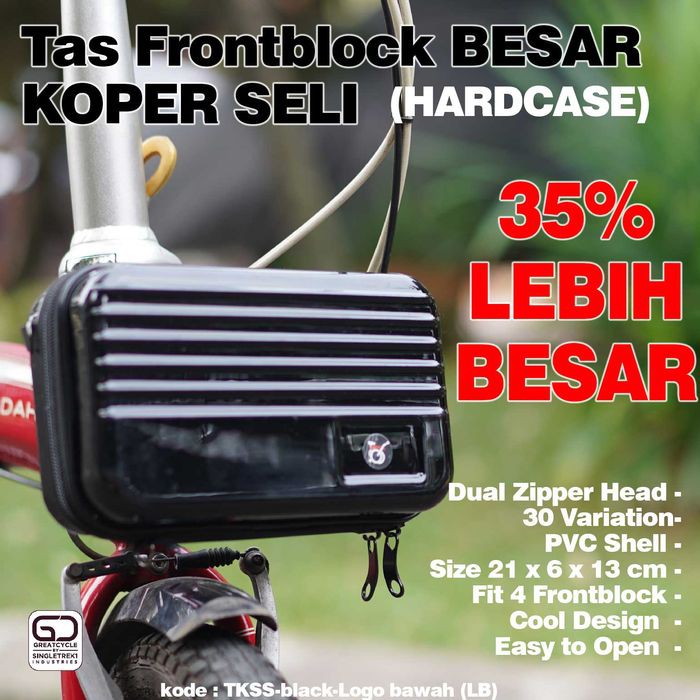 Jual Tas sepeda Lipat BESAR Hardcase front block Dahon Brompton koper - Black LogoBawah Limited