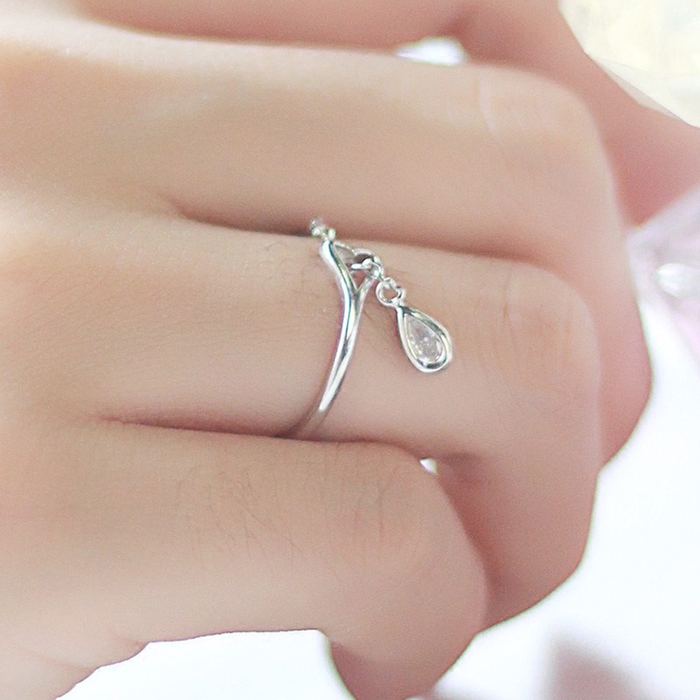 Hu Hu Hu Hu Hu Alat Bantu Pasang Kacamata♡ Cincin Model Terbuka Desain Hati Hollow Hias Cubic Zirconia Adjustable Untuk Wanita