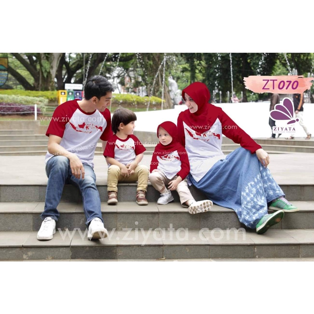 Kaos Keluarga Ziyata Bahan Combat 24s Adem-Nyaman dipakainya/Kaos Ziyata ZT058 Abu-Merah