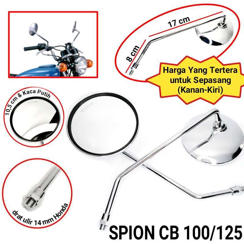 Spion CB 100 Bulat Panjang Sepion Honda CB100 125 Tinggi Crhome GL Scoopy W175 Thunder