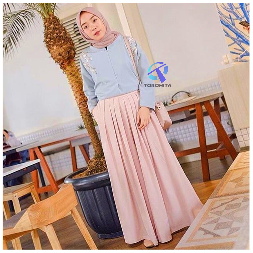 Kulot Panjang Klok Rempel Payung Bahan Moscrepe Morashop-1