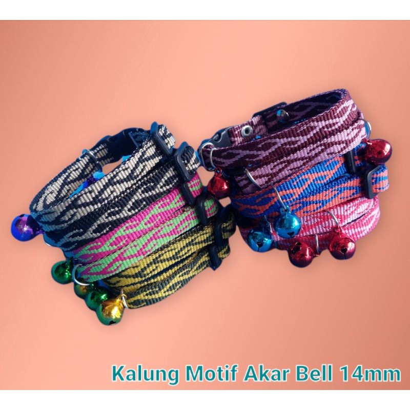 Kalung Kucing Motif Akar Lonceng 14 mm Bolak Balik