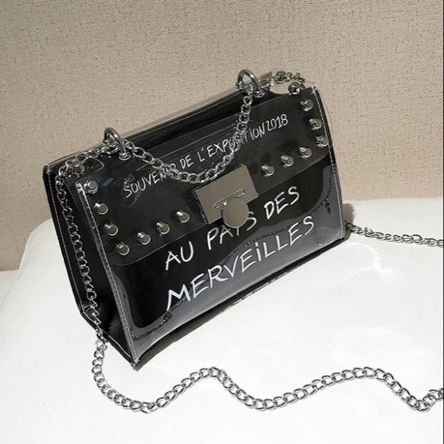 TAS IMPORT WANITA TRANSPARAN RANTAI