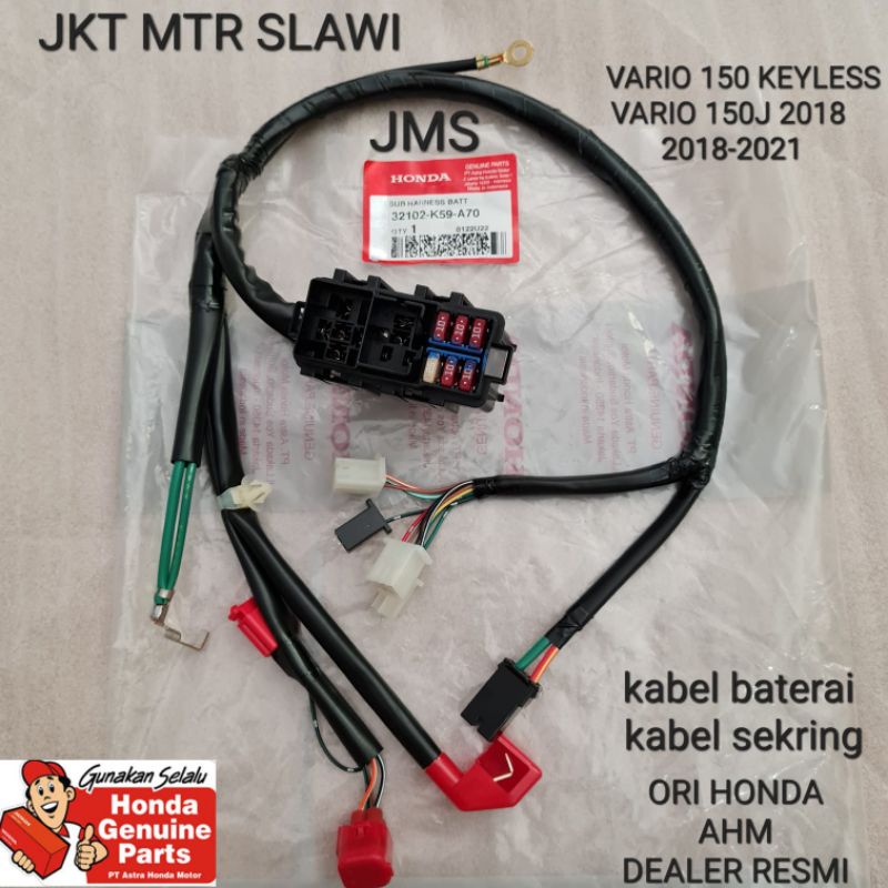 32102-K59-A70 kabel baterai, box skring, sub harness battery vario 150J keyless, vario 125  2018-2022 tahun asli honda, ori honda ahm