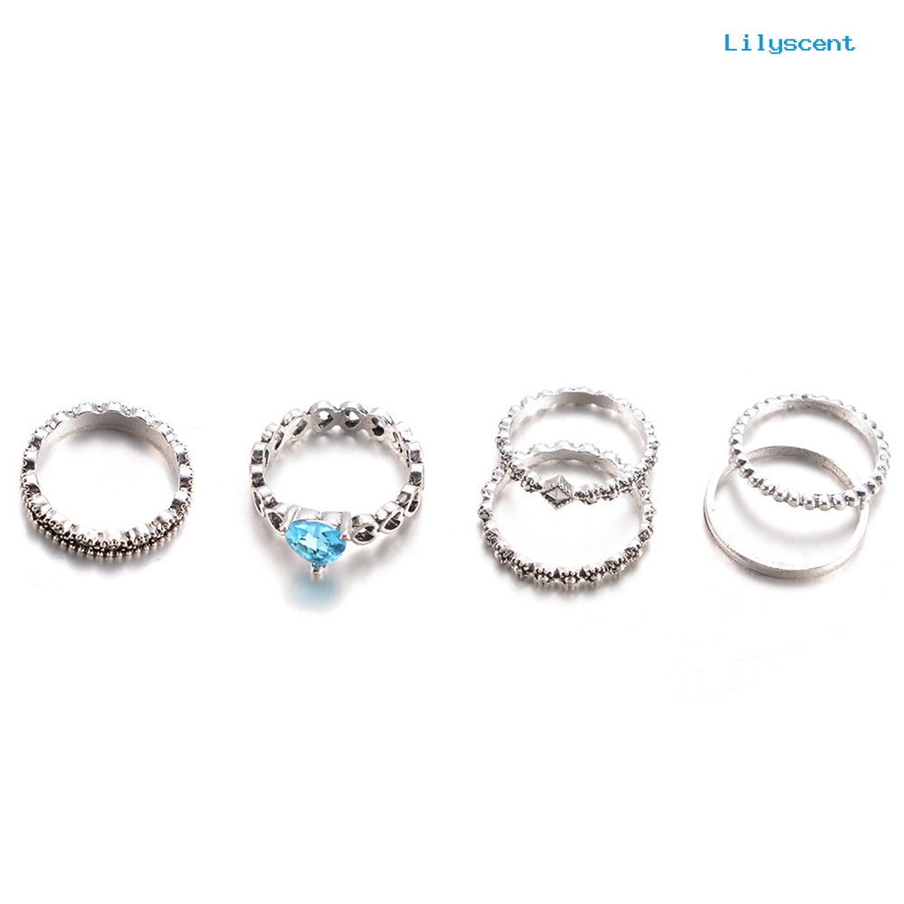 6pcs / Set Cincin Buku Jari Aneka Bentuk Gaya Boho Untuk Wanita