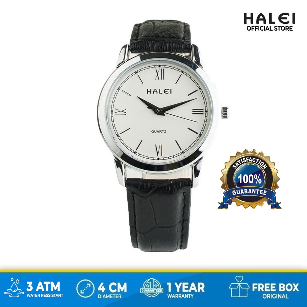 Halei Jam Tangan Haleiwatch Kulit Pria Original Tahan Air Wudhu Free Box Ori Anti Karat 530M