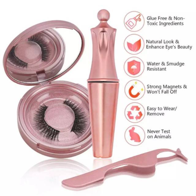 【In Stock】Bulu Mata Magnet 3 Pasang Set Bulu Mata Palsu Magnetik Magnet 3D Premium Silk Eyelash Magnetic Eyeliner Bulu Mata Palsu Magnetik Best Seller