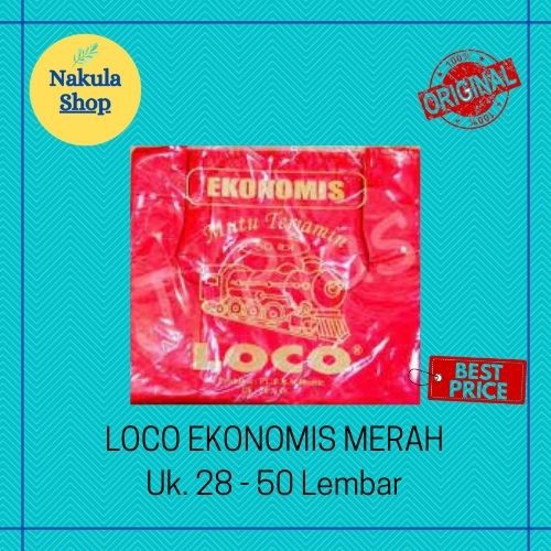 Kantong Plastik Kresek Loco Ekonomis 28 x 48 Merah isi 50 lembar