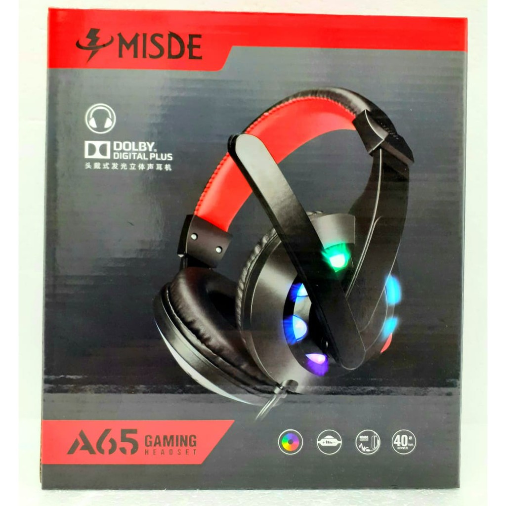Headset DJ/Bando GAMING A65 + MIC + LAMPU DISCO