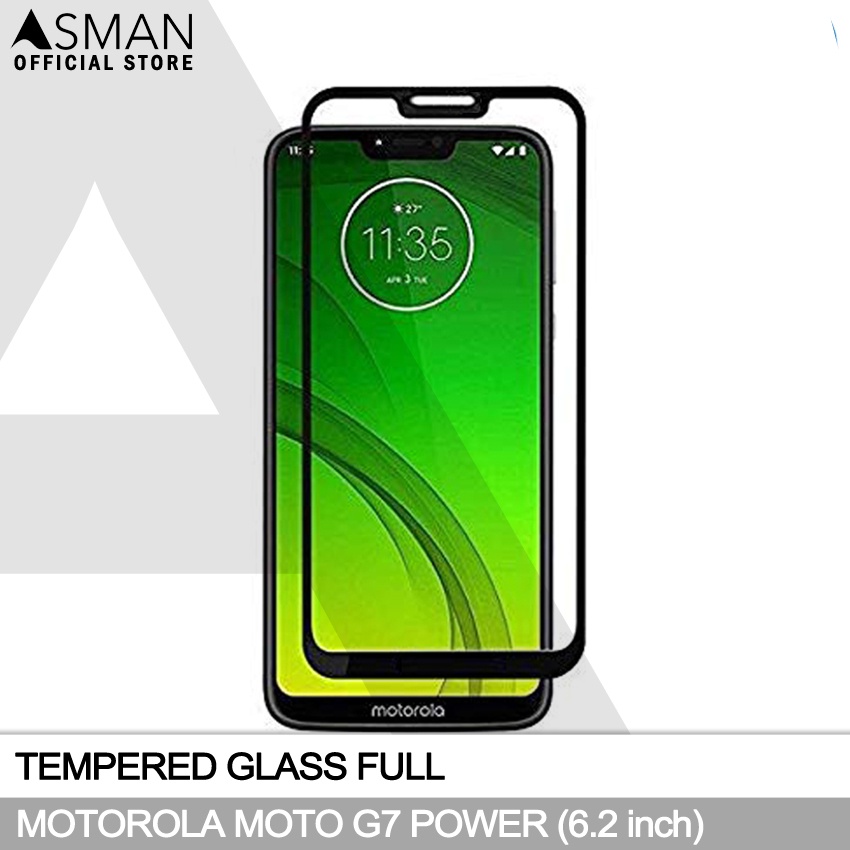 Tempered Glass Full Motorola Moto G7 Power (6.2&quot;) | Anti Gores Kaca - Hitam