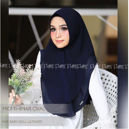 jilbab khimar Midi oval ORI FLOW / jilbab instant / hijab terbaru / khimar 2 layer/ jilbab hari raya-3